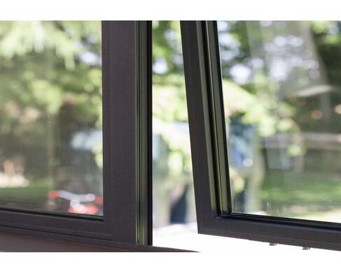 Black window frame open wide.