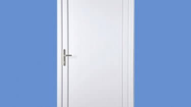 Frosted glass door.